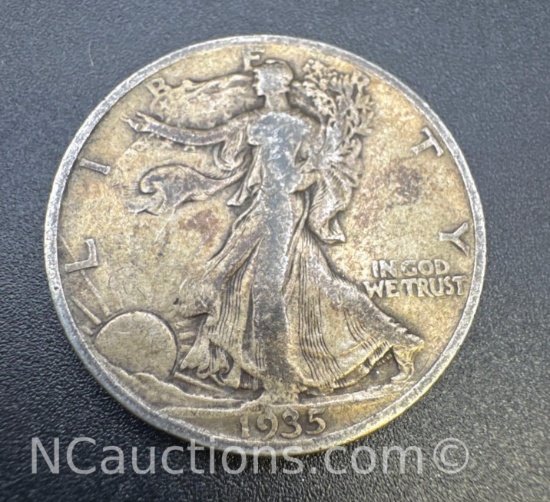1935 Walking Liberty 90% Silver Half Dollar Coin 12.31 Grams