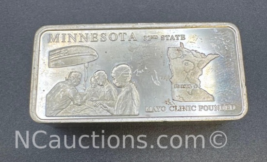 1st Edition 5 Troy Oz Sterling Silver Minnesota Bullion Bar