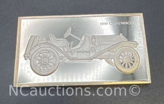 The Franklin Mint 2 Troy Oz Sterling Silver 1910 Chadwick Bullion Bar