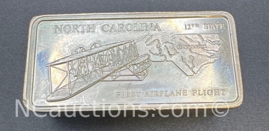 1st Edition 5 Troy Oz Sterling Silver North Carolina Bullion Bar