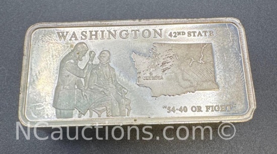 1st Edition 5 Troy Oz Sterling Silver Washington Bullion Bar