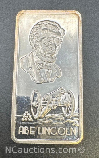Abe Lincoln 1 Troy Oz .999 Fine Silver Bullion Bar