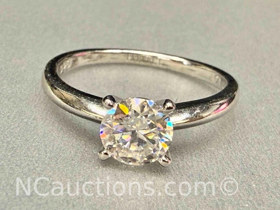 Preveli 925 Sterling Silver 1ct Moissanite Diamond Ring sz8.5 2.6g Total