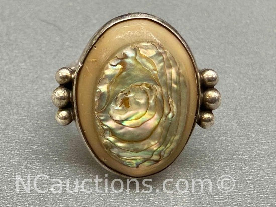 Sterling Silver Abalone Ring Sz.5 14g