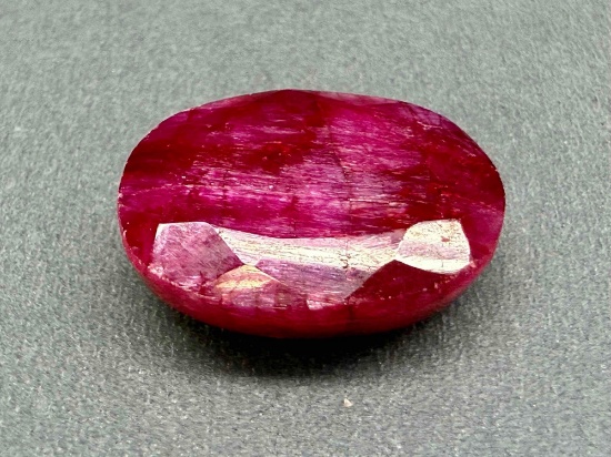 28.3ct Oval Cut Emerald Gemstone