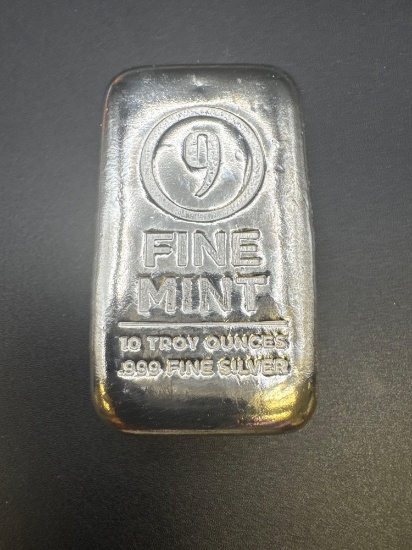 Fine Mint 10 Troy Oz .999 Fine Silver Bullion Bar