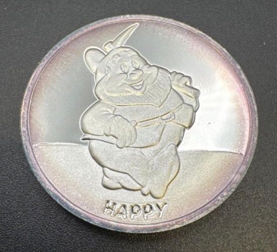 Disney 1 Troy Oz .999 Fine Silver Happy Bullion Coin