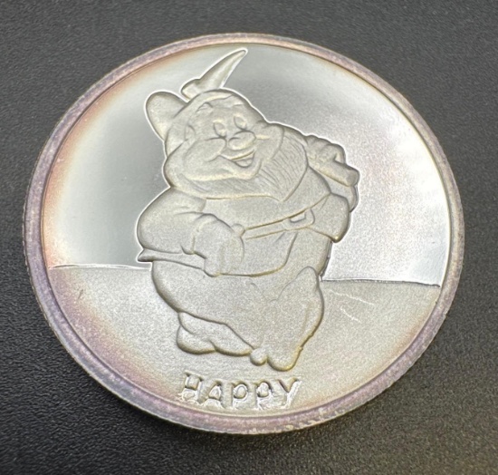 Disney 1 Troy Oz .999 Fine Silver Happy Bullion Coin
