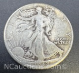 1942-D Walking Liberty 90% Silver Half Dollar Coin 12.10 Grams