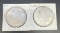 2 1921 Morgan Silver Dollars 90% Silver Coins 56 Grams