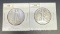 2 1936 Walking Liberty 90% Silver Half Dollars 28 grams