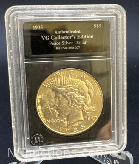 Authenticated 1935 Silver Peace Dollar 90% Silver Coin