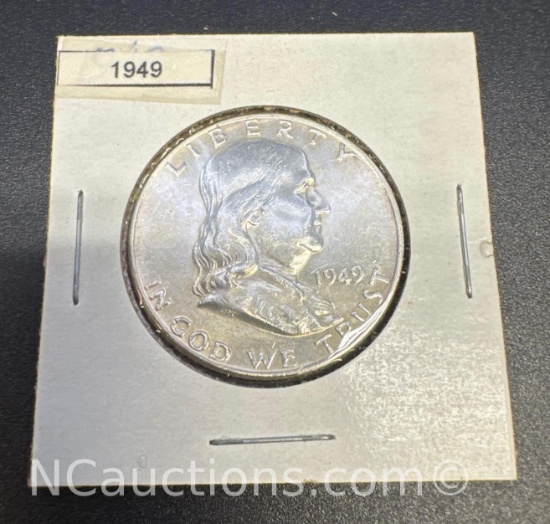 1949 Franklin 90% Silver Half Dollar Coin 15 Grams