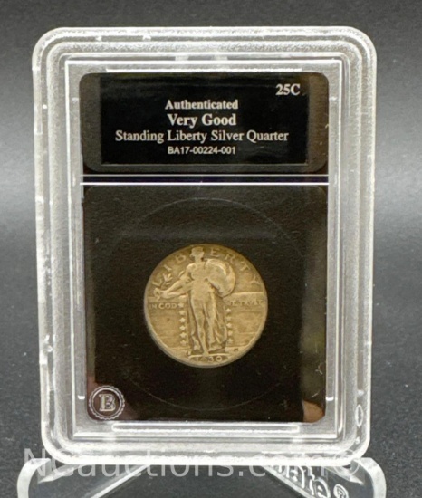 Authenticated 1930 Standing Liberty 90% Silver Quarter