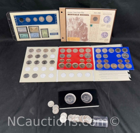 Large collection of Coins Franklin Half Dollar, Quarters, Buffalo Nickel more