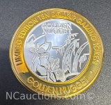 Limited Edition Golden Nugget .999 Fine Silver $10 Gaming Token Coin 37 Grams
