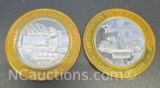 2 Limited Edition Flamingo .999 Fine Silver $10 Gaming Token Coin 74 Grams