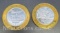 2 Limited Edition Flamingo .999 Fine Silver $10 Gaming Token Coin 74 Grams
