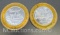 2 Limited Edition Flamingo .999 Fine Silver $10 Gaming Token Coin 75 Grams