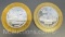 2 Limited Edition Flamingo .999 Fine Silver $10 Gaming Token Coin 75 Grams