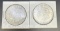 2 1921 Morgan Silver Dollars 90% Silver Coins 56 Grams