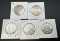 5 1954 Franklin 90% Silver Half Dollars 73 Grams