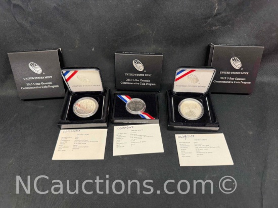 3 United States Mint 2013 5-Star Generals Commemorative Coins