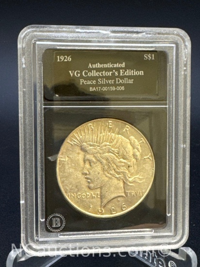 Authenticated 1926 Silver Peace Dollar 90% Silver Coin