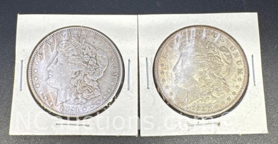 2 1921-S Morgan Silver Dollars 90% Silver Coins