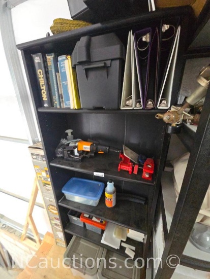 Tool Shelf with Contents - manuals etc