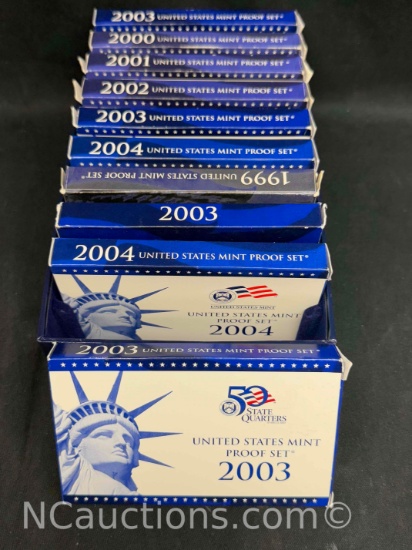 10 United States Mint Proof Sets 1999-2004 State Quarters and more