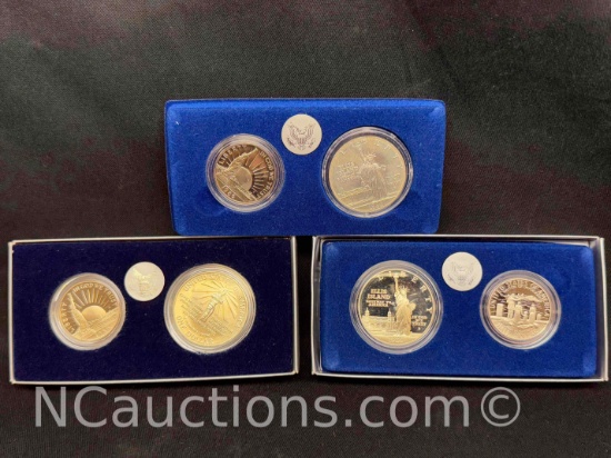 3 Pairs of 1986 US Liberty Coins