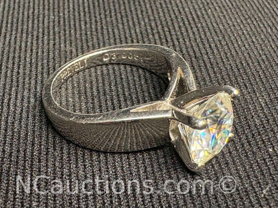 Diamond ring .925 Sterling silver 4.96 grams size 6