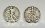 Pair of Walking Liberty Half Dollars 1944, 1945 25g Total