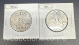 2 1943 Walking Liberty 90% Silver Half Dollars