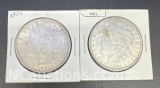 2 1921 Morgan Silver Dollars 90% Silver Coins