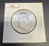 1949 Franklin 90% Silver Half Dollar Coin