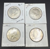 4 1964 Kennedy 90% Silver Half Dollars