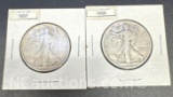 1937 And 1935 Walking Liberty 90% Silver Half Dollars