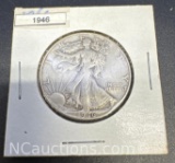 1946 Walking Liberty 90% Silver Half Dollar Coin 15 Grams