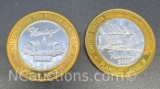 2 Limited Edition Flamingo .999 Fine Silver $10 Gaming Token Coin 74 Grams