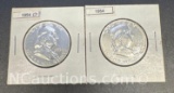 2 1954 Franklin 90% Silver Half Dollars 30 Grams