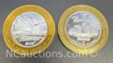 2 Limited Edition Flamingo .999 Fine Silver $10 Gaming Token Coin 75 Grams