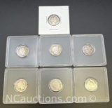 7 Barber Dimes 90% Silver Coins