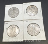 4 1942 Walking Liberty 90% Silver Half Dollars 59 Grams