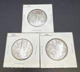 3 1945 Walking Liberty 90% Silver Half Dollars