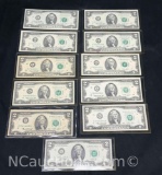 11 1976 2 Dollar Banknote Bills