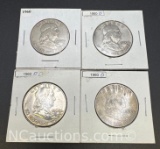 4 1960 Franklin 90% Silver Half Dollars