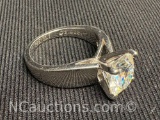 Diamond ring .925 Sterling silver 4.96 grams size 6