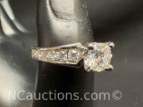 Diamond ring .925 Sterling silver 3.98 grams size 6.5